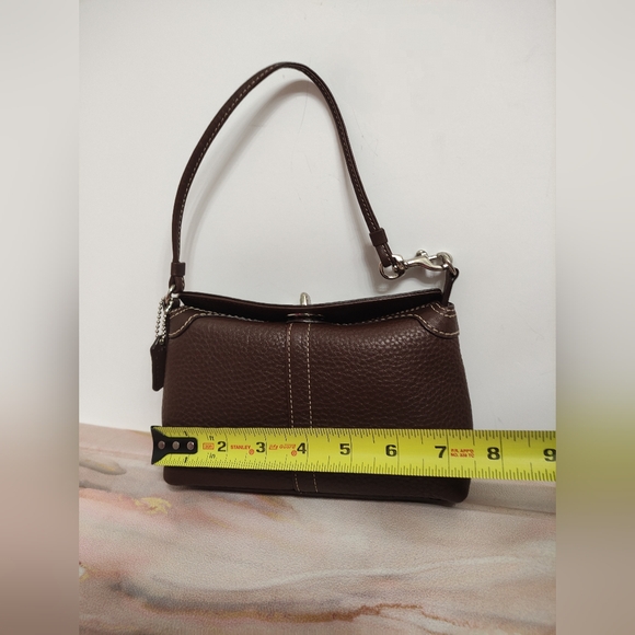 Coach F42831 Legacy Leather Turnlock Wristlet Mini Handbag Mahogany Brown - Picture 8 of 12
